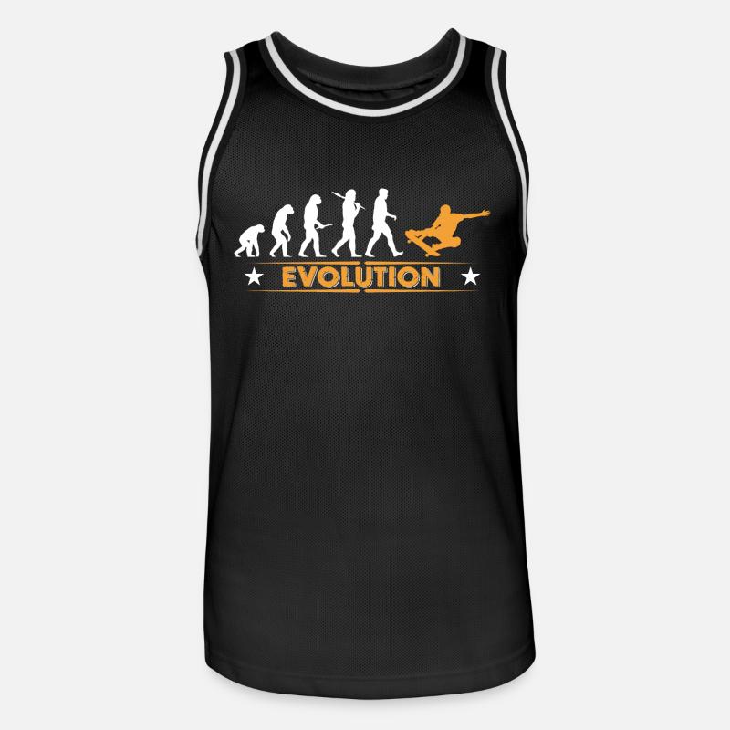 Skateboard Evolution - orange/weiss - Männer Basketball-Trikot - Schwarz/Weiß