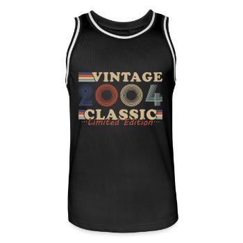 2004 Vintage Retro Geburtstagsgeschenk - Männer Basketball-Trikot - Schwarz/Weiß - Vorne - AI Model Male 185 dark (185cm)
