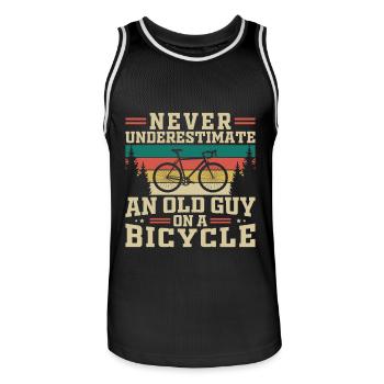 Never Underestimate An Old Guy On A Bicycle - Men's Basketball Jersey - black/white - Front - AI Model Male 185 dark (185cm)
