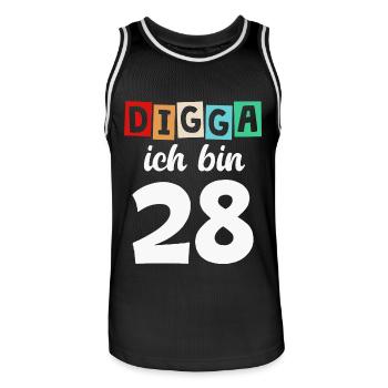 Digga Ich Bin 28 Jahre 28. Geburtstag - Männer Basketball-Trikot - Schwarz/Weiß - Vorne - AI Model Male 185 dark (185cm)
