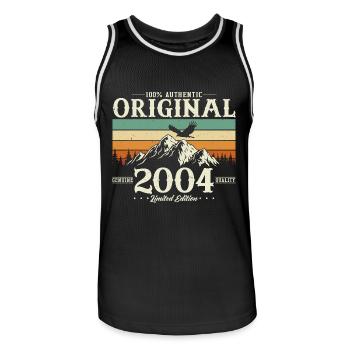 Jahrgang 2004 geboren Geburtstag Vintage Geschenk - Männer Basketball-Trikot - Schwarz/Weiß - Vorne - AI Model Male 185 dark (185cm)