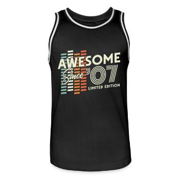 2007 Born Vintage Retro Birthday Gift - Men's Basketball Jersey - black/white - Front - AI Model Male 185 dark (185cm)