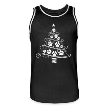 arbre de Noël patte patte impression chien chat wau - Maillot de basket Homme - noir/blanc - Devant - AI Model Male 185 dark (185cm)