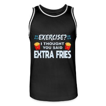 Exercice, je pensais que vous aviez dit frites supplémentaires - Maillot de basket Homme - noir/blanc - Devant - AI Model Male 185 dark (185cm)