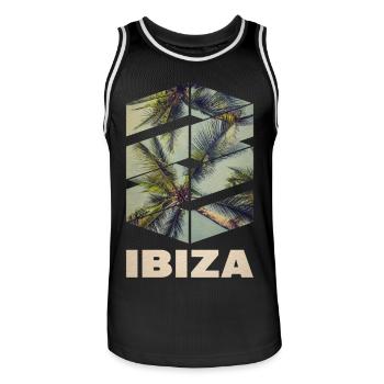 Ibiza Sommer Sonne Strand Meer Palmen Party - Männer Basketball-Trikot - Schwarz/Weiß - Vorne - AI Model Male 185 dark (185cm)