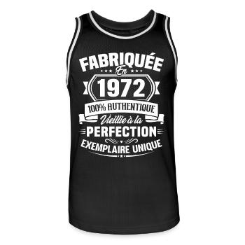 Fabriquée en 1972 - Cadeau d'anniversaire 50 ans - Maillot de basket Homme - noir/blanc - Devant - AI Model Male 185 dark (185cm)