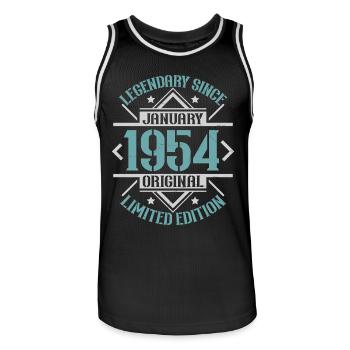 Legendary since January 1954 limited edition - Men's Basketball Jersey - black/white - Front - AI Model Male 185 dark (185cm)