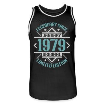 Legendär seit Januar 1979 limitierte Auflage - Männer Basketball-Trikot - Schwarz/Weiß - Vorne - AI Model Male 185 dark (185cm)