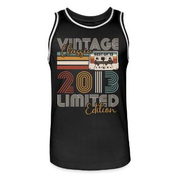 Vintage 2013 Vintage Retro Birthday Gift - Men's Basketball Jersey - black/white - Front - AI Model Male 185 dark (185cm)