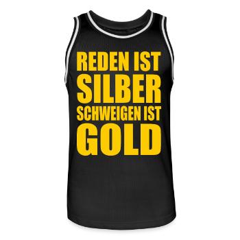 reden ist silber schweigen ist gold - Männer Basketball-Trikot - Schwarz/Weiß - Vorne - AI Model Male 185 dark (185cm)