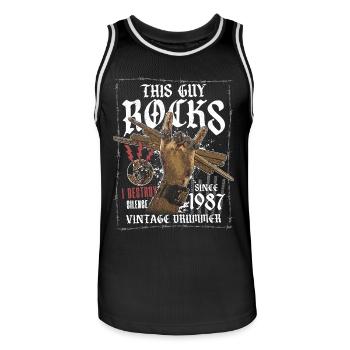 1987 Vintage Drums Drummer Anniversaire - Maillot de basket Homme - noir/blanc - Devant - AI Model Male 185 dark (185cm)