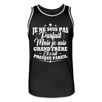 Je ne suis pas parfait mais je suis grand frère - Maillot de basket Homme - noir/blanc - Devant - AI Model Male 185 dark (185cm)