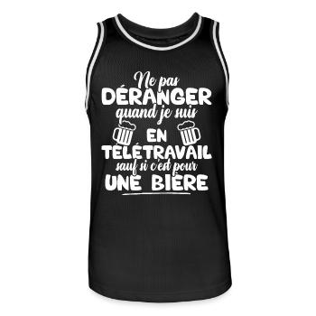 Ne pas déranger quand je suis en télétravail - Maillot de basket Homme - noir/blanc - Devant - AI Model Male 185 dark (185cm)
