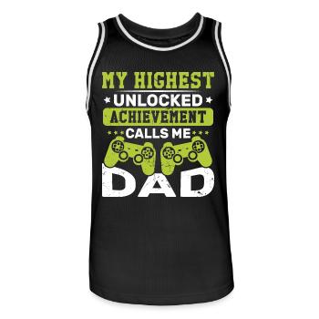 My highest open achievement calls me father - Men's Basketball Jersey - black/white - Front - AI Model Male 185 dark (185cm)