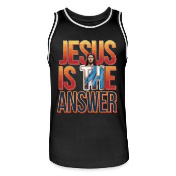Jesus is the answer - Jesus ist die Antwort - Men's Basketball Jersey - black/white - Front - AI Model Male 185 dark (185cm)