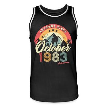 Cadeau D'anniversaire En Octobre 1983 Vintage - Maillot de basket Homme - noir/blanc - Devant - AI Model Male 185 dark (185cm)