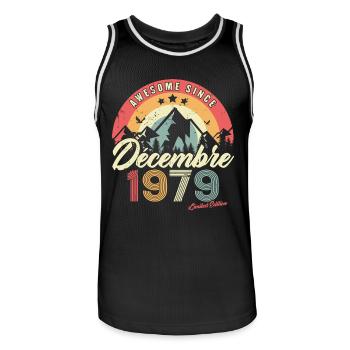Cadeau D'anniversaire En Décembre 1979 Vintage - Maillot de basket Homme - noir/blanc - Devant - AI Model Male 185 dark (185cm)