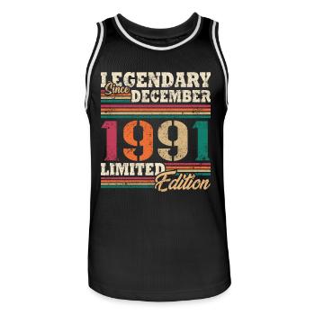Légendaire Décembre 1991 édition limitée - Maillot de basket Homme - noir/blanc - Devant - AI Model Male 185 dark (185cm)
