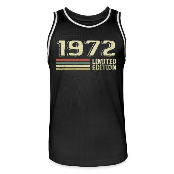 Born in 1972 Birthday 1972 Vintage 1972 - Men's Basketball Jersey - black/white - Front - AI Model Male 185 dark (185cm)