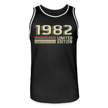 Nées en 1982 anniversaire 1982 Vintage 1982 - Maillot de basket Homme - noir/blanc - Devant - AI Model Male 185 dark (185cm)