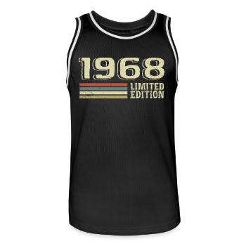 Born in 1968 Birthday 1968 Vintage 1968 - Men's Basketball Jersey - black/white - Front - AI Model Male 185 dark (185cm)