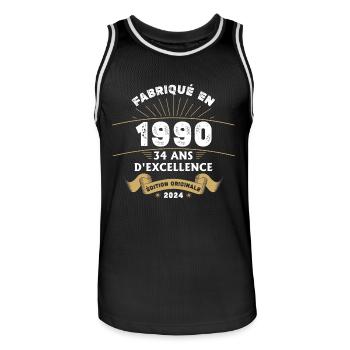 Fabriqué en 1990 34 ans d'excellence originale - Maillot de basket Homme - noir/blanc - Devant - AI Model Male 185 dark (185cm)