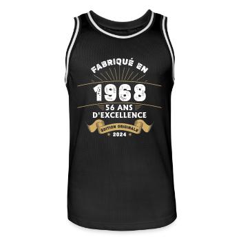 Made in 1968 56 Years of Original Excellence - Men's Basketball Jersey - black/white - Front - AI Model Male 185 dark (185cm)