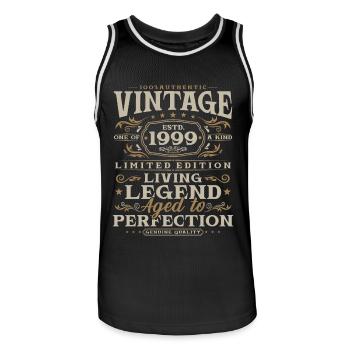 Vintage 1999 Vintage Born Birthday Gift - Men's Basketball Jersey - black/white - Front - AI Model Male 185 dark (185cm)