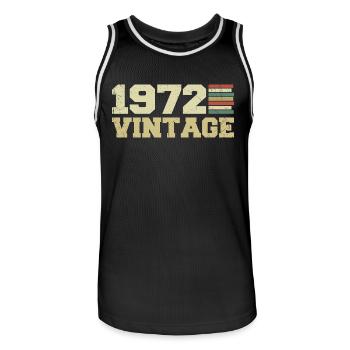 1972 Birthday Gift 1972 Vintage 1972 Gift - Men's Basketball Jersey - black/white - Front - AI Model Male 185 dark (185cm)