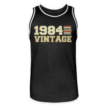 1984 Birthday Gift 1984 Vintage 1984 Gift - Men's Basketball Jersey - black/white - Front - AI Model Male 185 dark (185cm)