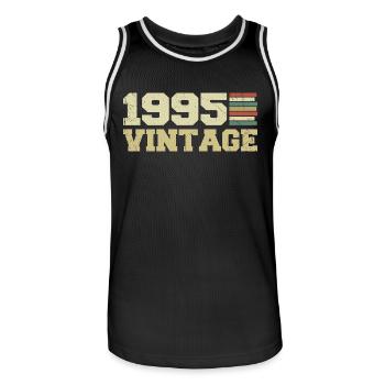 1995 Geburtstagsgeschenk 1995 Jahrgang 1995 Geschenk - Männer Basketball-Trikot - Schwarz/Weiß - Vorne - AI Model Male 185 dark (185cm)