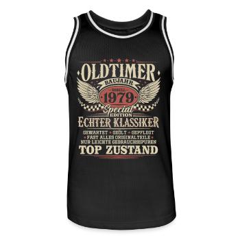 Oldtimer Baujahr 1979 Jahrgang Geburtstag Geschenk - Männer Basketball-Trikot - Schwarz/Weiß - Vorne - AI Model Male 185 dark (185cm)