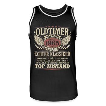 Oldtimer Baujahr 1965 Jahrgang Geburtstag Geschenk - Männer Basketball-Trikot - Schwarz/Weiß - Vorne - AI Model Male 185 dark (185cm)