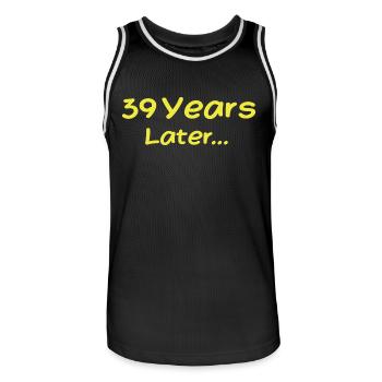 39 Jahre später Lustige Geburtstagsgeschenke, 39. Geburtstag - Männer Basketball-Trikot - Schwarz/Weiß - Vorne - AI Model Male 185 dark (185cm)