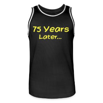 75 Jahre später Lustige Geburtstagsgeschenke, 75. Geburtstag - Männer Basketball-Trikot - Schwarz/Weiß - Vorne - AI Model Male 185 dark (185cm)
