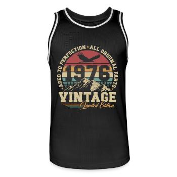 Vintage 1976 Vintage Birthday Gift Retro - Men's Basketball Jersey - black/white - Front - AI Model Male 185 dark (185cm)