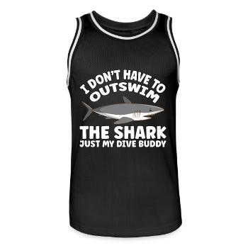 Plongée sous-marine amusante – Citation de Outswim the Shark - Maillot de basket Homme - noir/blanc - Devant - AI Model Male 185 dark (185cm)