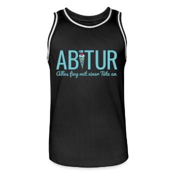 Abi 2026 Alles fing mit einer Tüte an Abitur 2026 - Männer Basketball-Trikot - Schwarz/Weiß - Vorne - AI Model Male 185 dark (185cm)