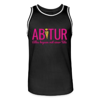 Abi 2026 Alles begann mit einer Tüte Abitur 2026 - Männer Basketball-Trikot - Schwarz/Weiß - Vorne - AI Model Male 185 dark (185cm)
