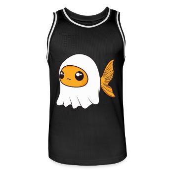 Poisson rouge Halloween Drôle fantôme - Maillot de basket Homme - noir/blanc - Devant - AI Model Male 185 dark (185cm)