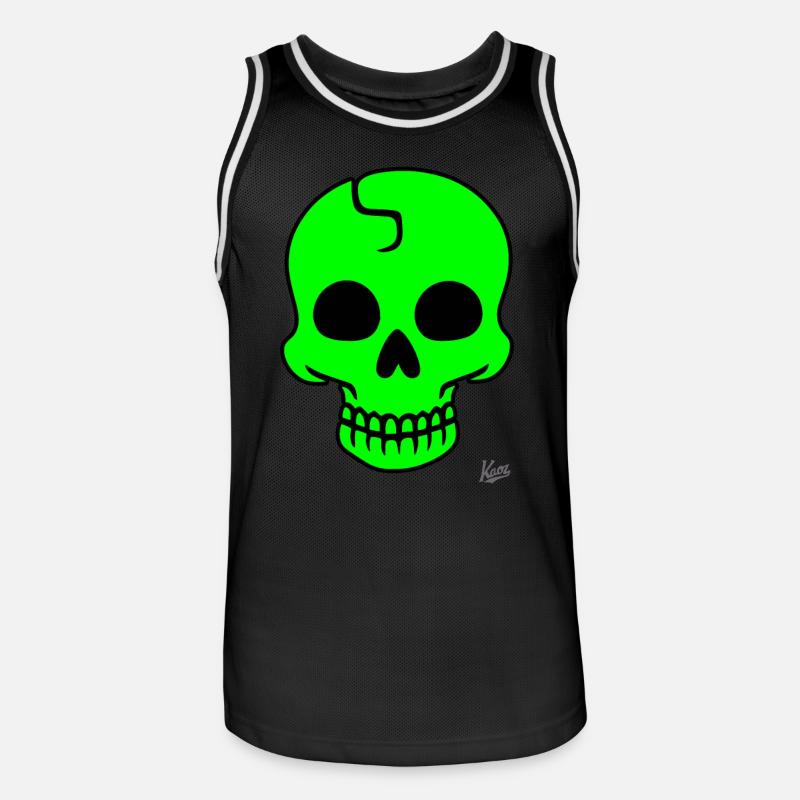 Teschio verde lime - Maglia da basket per uomo - nero/bianco