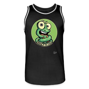 Recrue drôle de l’année : Cartoon Worm - Maillot de basket Homme - noir/blanc - Devant - AI Model Male 185 dark (185cm)
