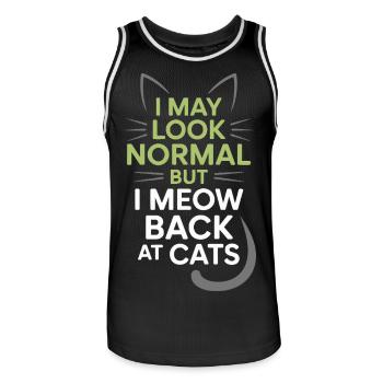 Katze I May Look Normal I Meow Back At Cats Katzen - Männer Basketball-Trikot - Schwarz/Weiß - Vorne - AI Model Male 185 dark (185cm)