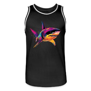 Shark Shark Tiger Shark Diver Cute Sharks Great White Shark - Men's Basketball Jersey - black/white - Front - AI Model Male 185 dark (185cm)