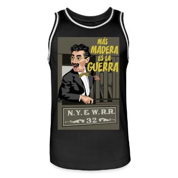 GROUCHO More Wood - Men's Basketball Jersey - black/white - Front - AI Model Male 185 dark (185cm)