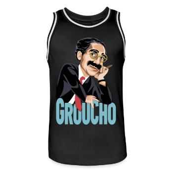 GROUCHO The great comedian of the twentieth century - Men's Basketball Jersey - black/white - Front - AI Model Male 185 dark (185cm)
