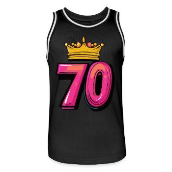 70 Number Crown - Men's Basketball Jersey - black/white - Front - AI Model Male 185 dark (185cm)