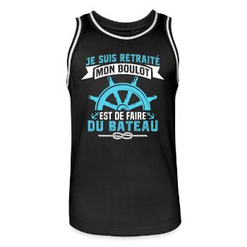 Je suis retraité mon boulot est de faire du bateau - Maillot de basket Homme - noir/blanc - Devant - AI Model Male 185 dark (185cm)