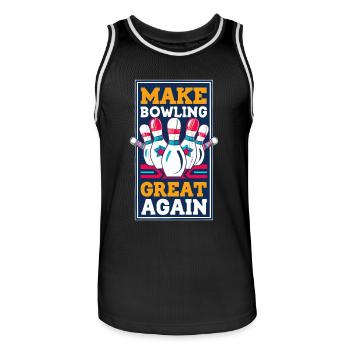 Make Bowling Great Again - Bowling Ball Pin - Maillot de basket Homme - noir/blanc - Devant - AI Model Male 185 dark (185cm)