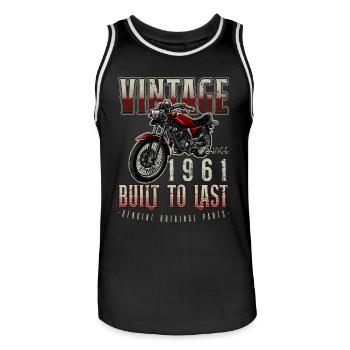 Vintage Motorcycle Bikers Motorbike Birthday 1961 - Men's Basketball Jersey - black/white - Front - AI Model Male 185 dark (185cm)